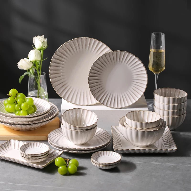 Ceramic Serving Set with Flower Design