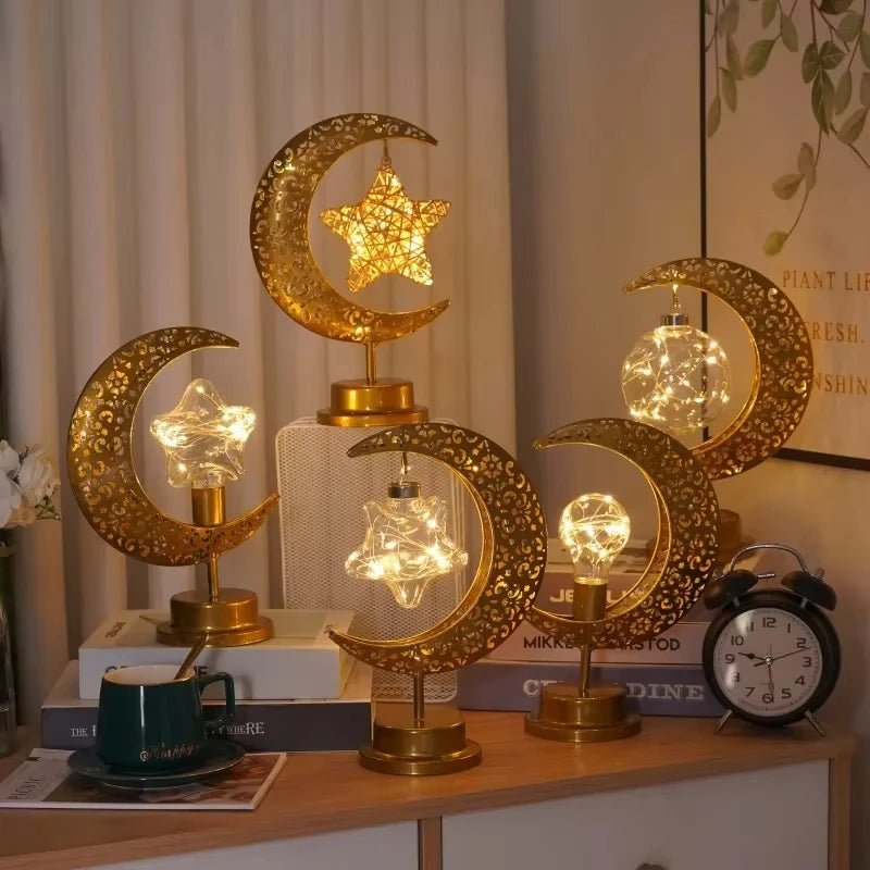 مصباح هلال رمضان مكتبي بإضاءة LED مميزة