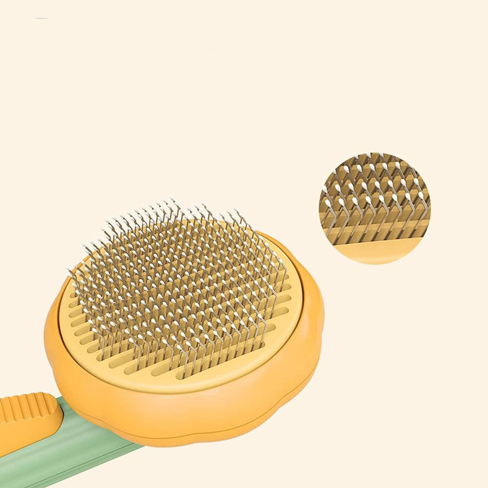 Self-Cleaning Pumpkin-Shaped Pet Grooming Slicker Brush 
