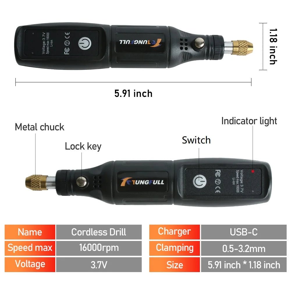 مثقاب كهربائي صغير لاسلكي USB