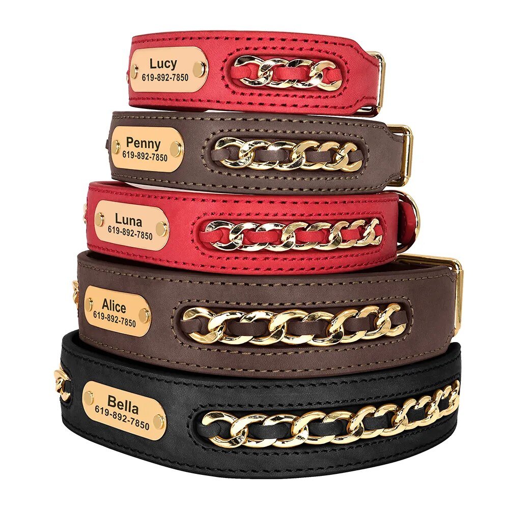 Adjustable Leather Dog Collar 