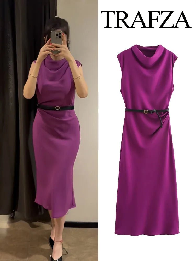 Women's midi dress with belt in a modern design