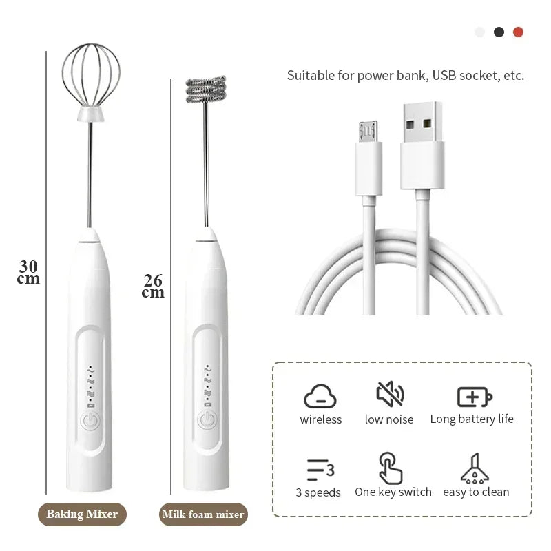 مضرب بيض كهربائي قابل لإعادة الشحن USB