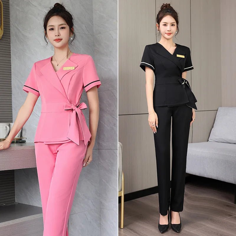 زي عمل أنيق لفنيات التجميل والتدليك – تصميم احترافي ومريح