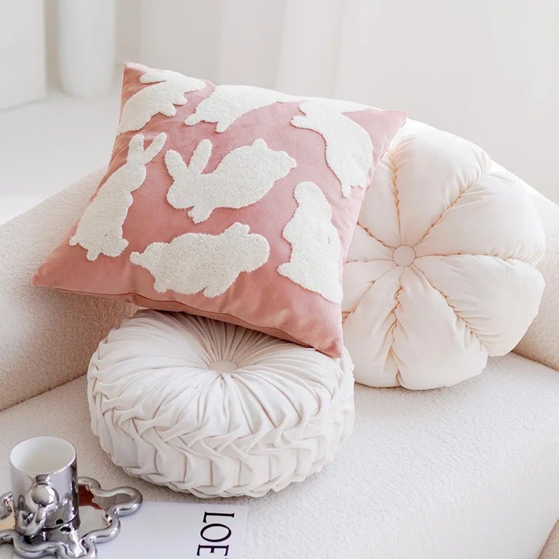 INS Design Kids Pillow Cover - Soft Pink Bedroom Pillow Cover for Children Living Room Seating Cushion