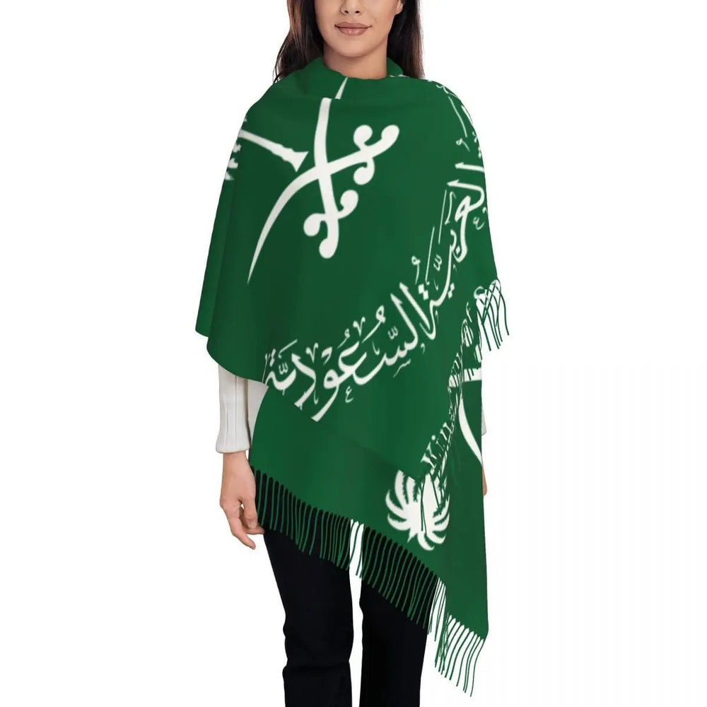 Women's Saudi Arabia Emblem Bushmina Scarf - Long and Decorated