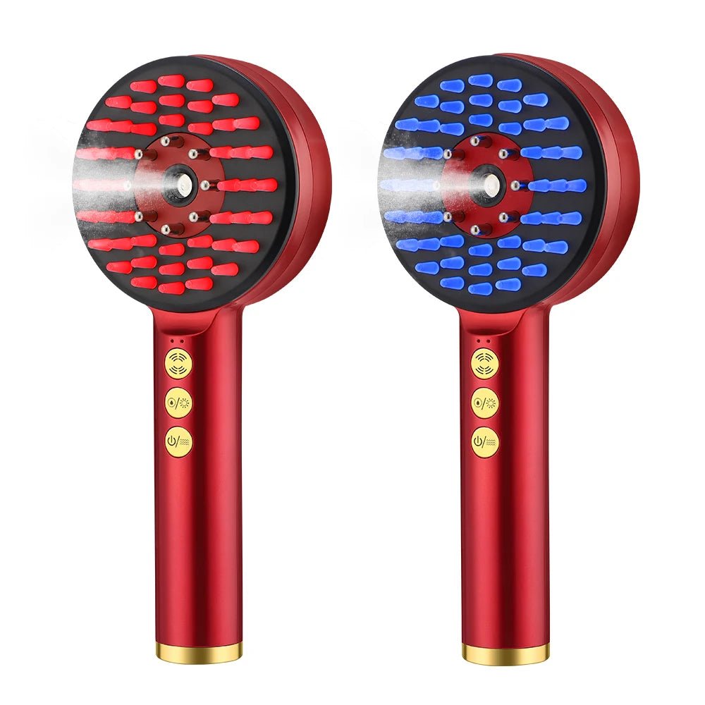 Electric scalp massage comb with LED micro-spray technology