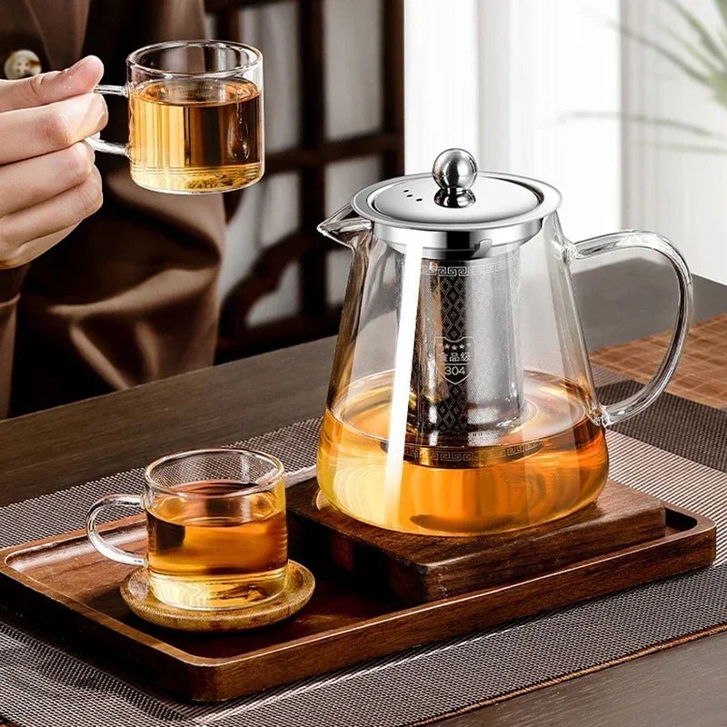 Heat-resistant glass teapot | with stainless steel infuser