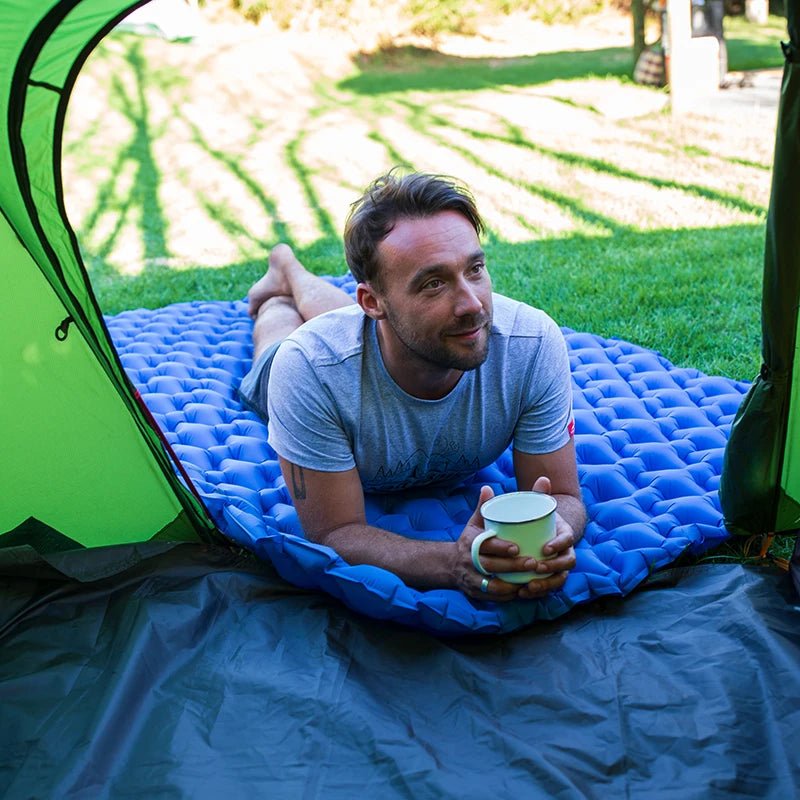 Double inflatable camping air mattress