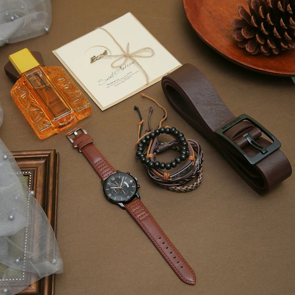 Luxury Gift Set for Men | 9 Pieces with Leather Watch