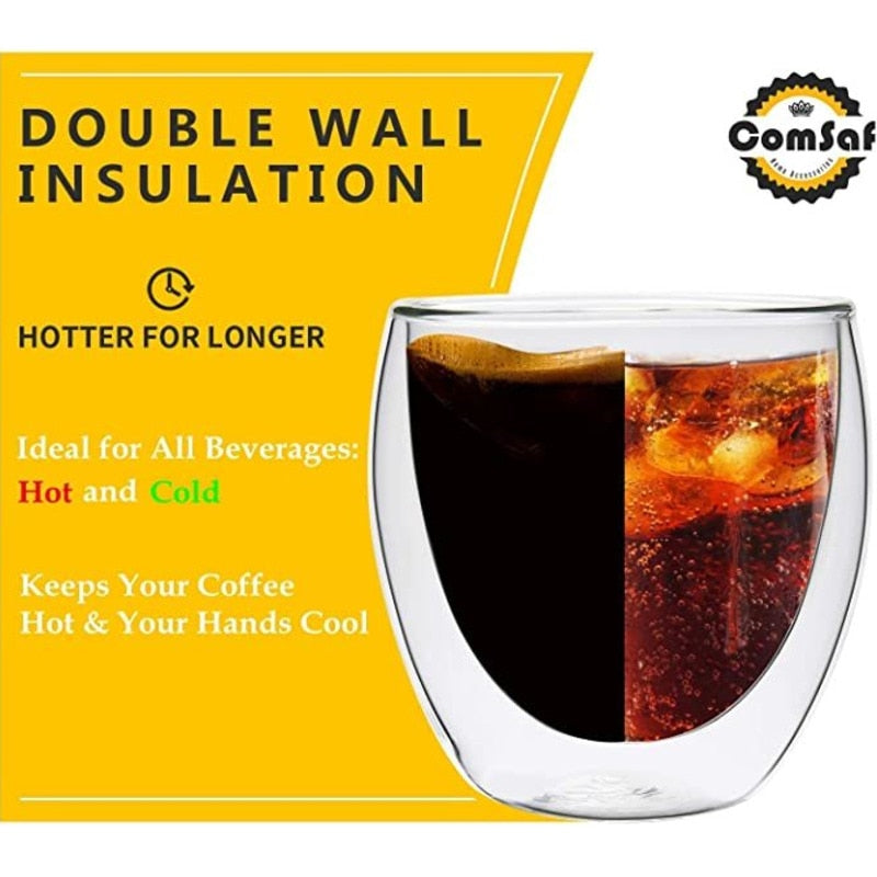 Heat Resistant Double Wall Glass Themal Cup Espresso Coffee Set Beer Mug Tea Keep Hot And Cold Drinkware Insulated Glasses Cups