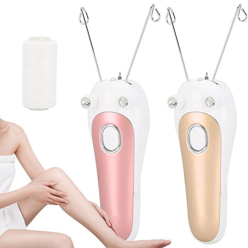 Rechargeable electric hair removal device with cotton thread 