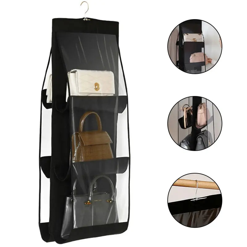 6 Compartment Handbag Organizer with Hanging Hook