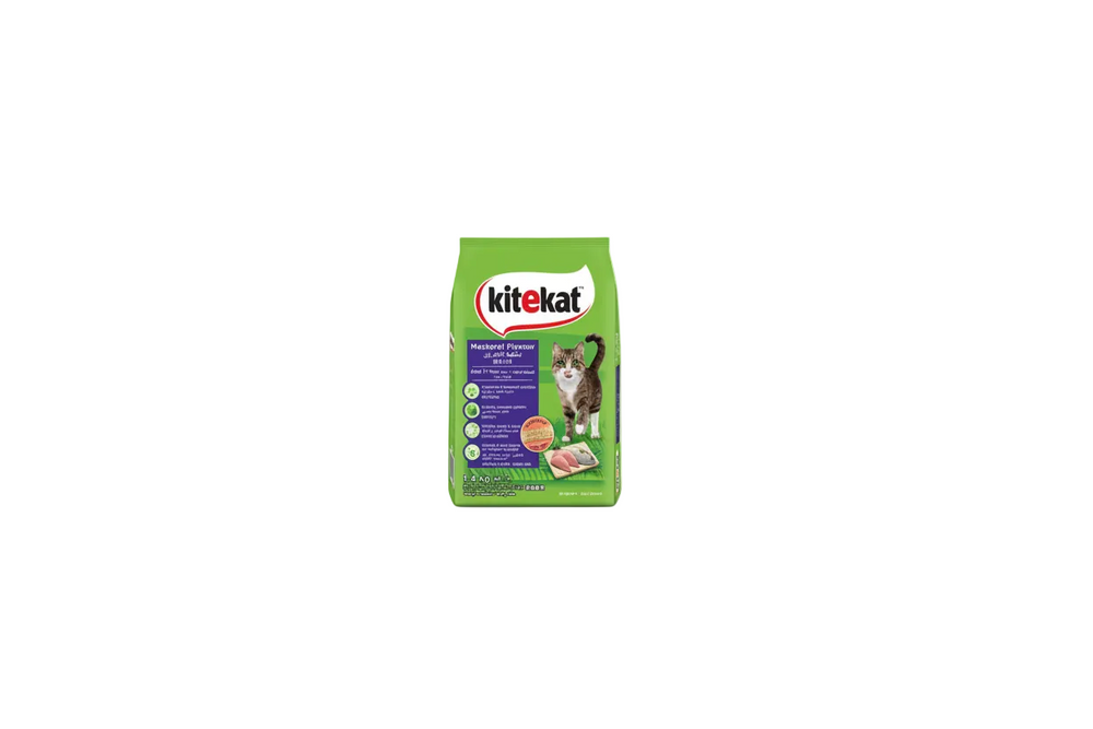 Kitekat طعام قطط كيت كات بنكهة الماكريل لصحة متوازنة