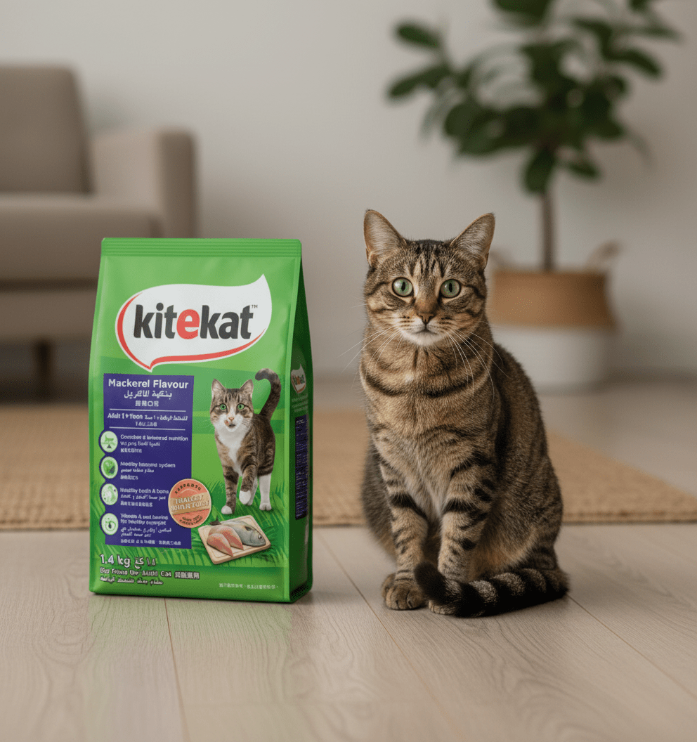 Kitekat طعام قطط كيت كات بنكهة الماكريل لصحة متوازنة