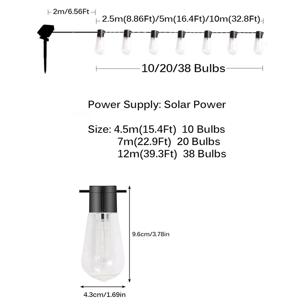 LED Solar String Lights for Events and Gardens - Waterproof and Perfect for Decoration 