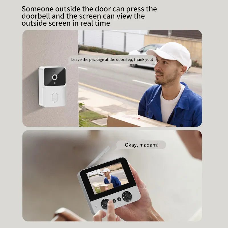جرس باب فيديو ذكي لاسلكي مع شاشة ملونة