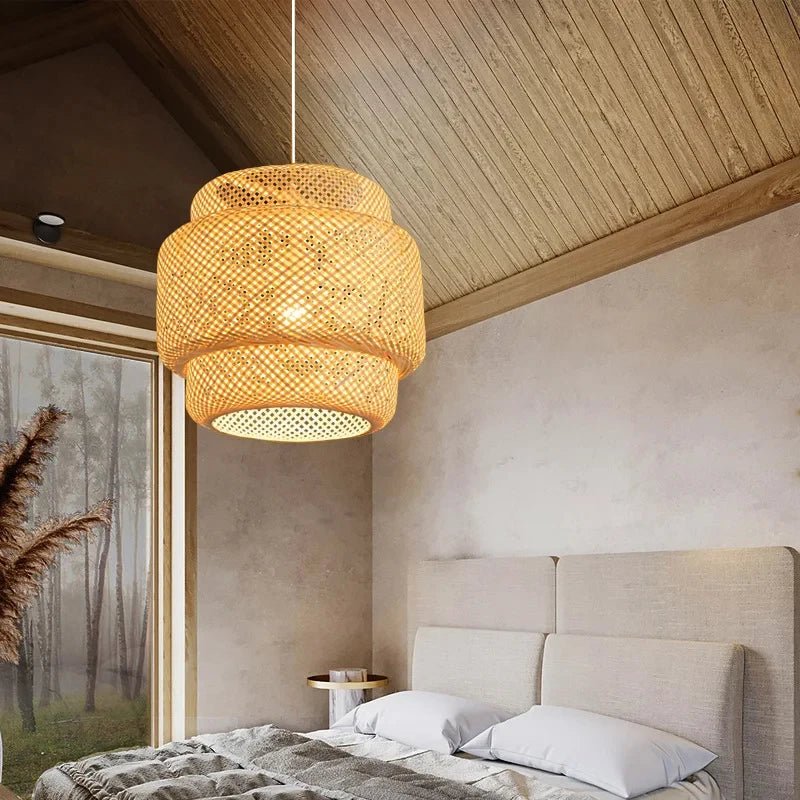 مصباح معلق يدوي بتصميم صيني من الخيزران