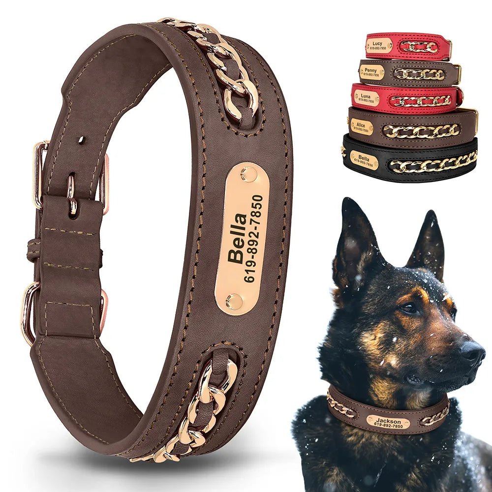 Adjustable Leather Dog Collar 