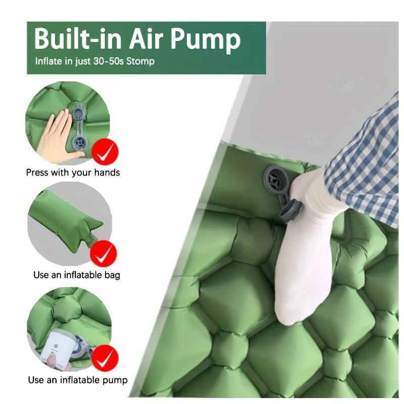 Camping mattress with built-in pump