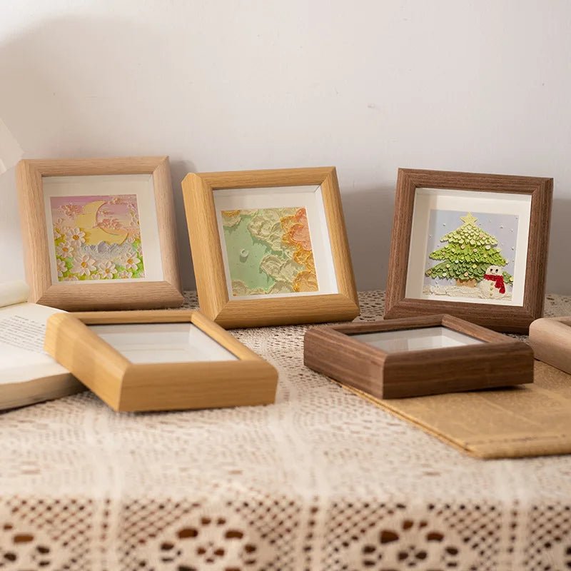 Mini Square Wooden Photo Frame with Pendulum - Photo Frame for Artwork and Decoration