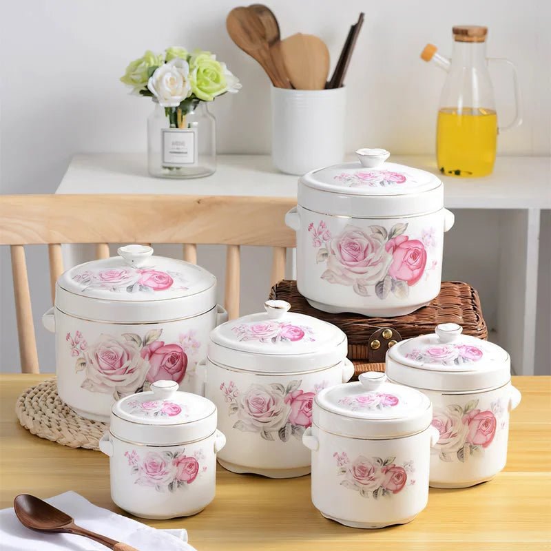 Multi-size ceramic pot with lid