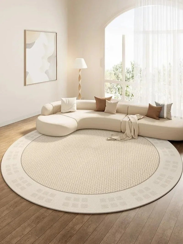 سجادة غرفة باللون البيج الكريمي بشكل دائري