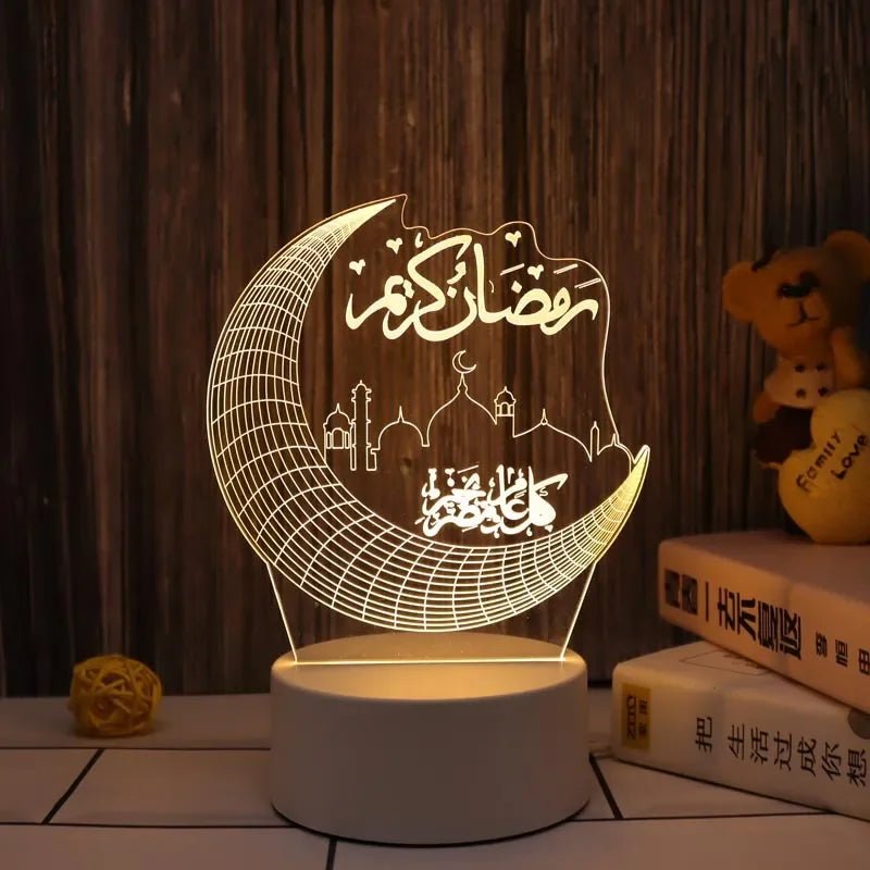 مصباح تزييني بمناسبة عيد مبارك - إضاءة ليلية 3D LED لرمضان
