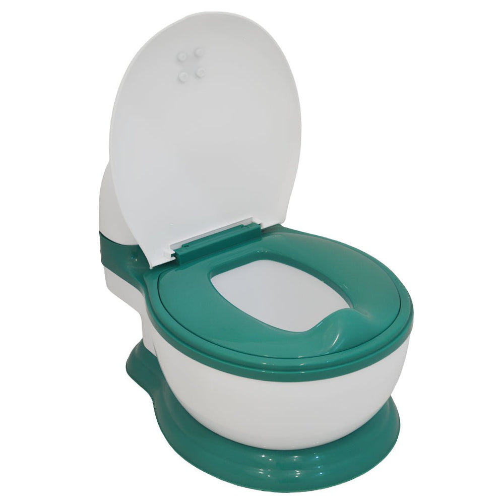 Plastic baby potty with backrest and cover