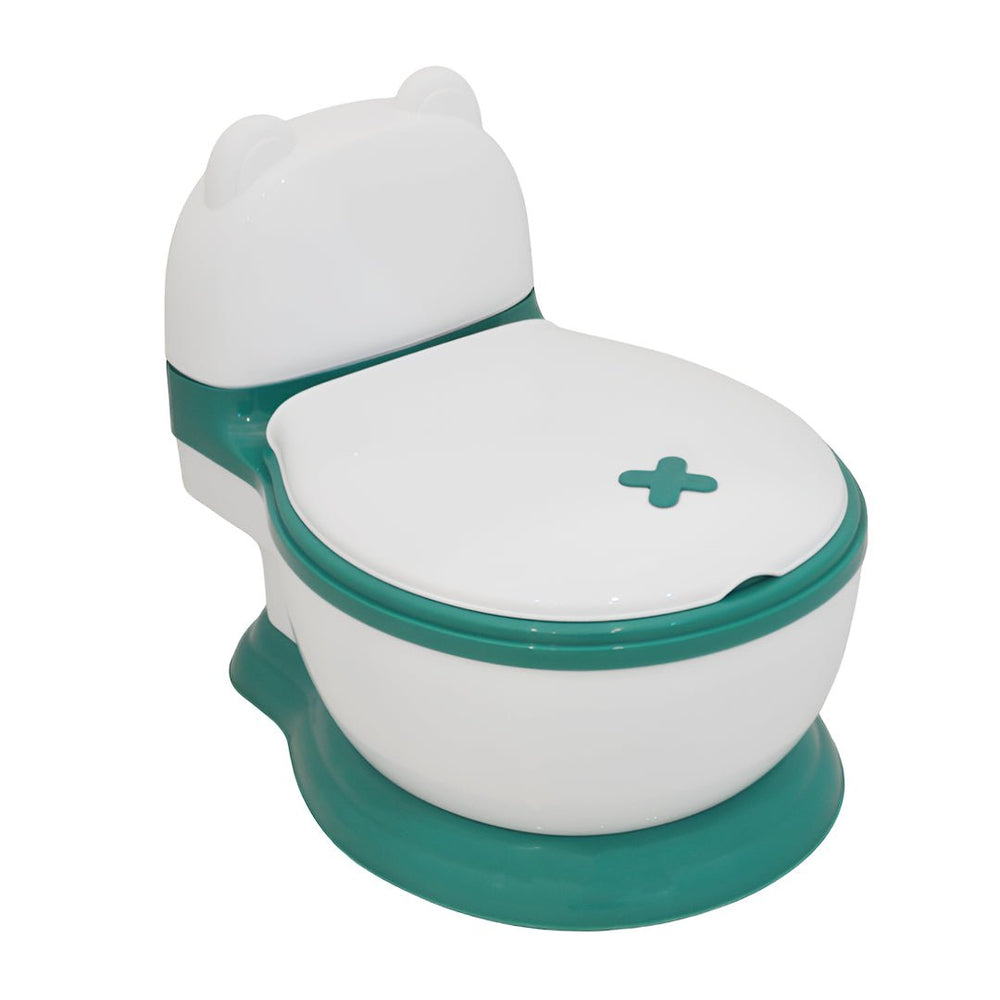Plastic baby potty with backrest and cover