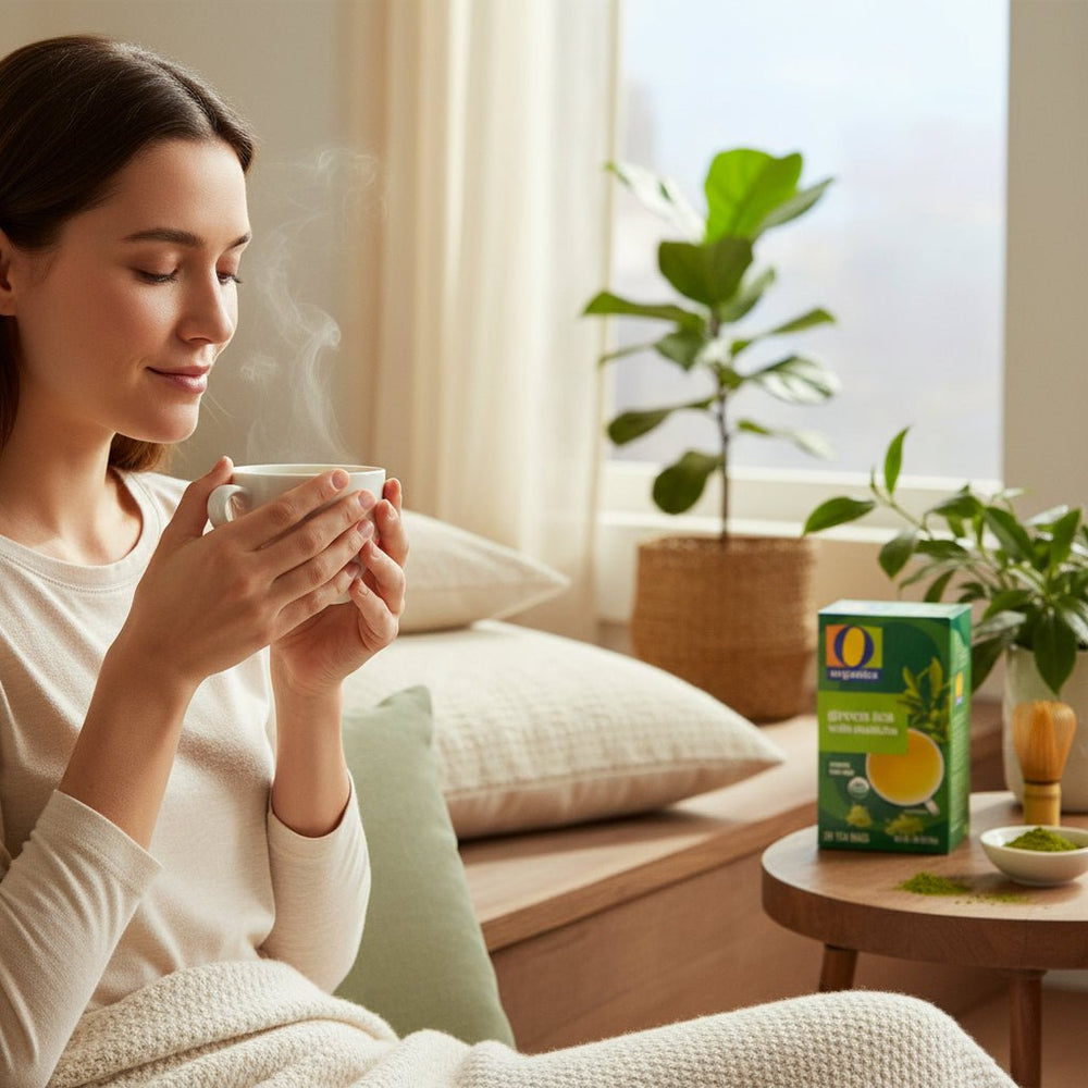 شاي أخضر عضوي مع ماتشا مزيج طاقة طبيعي ونكهة مركّزة من  O Organics