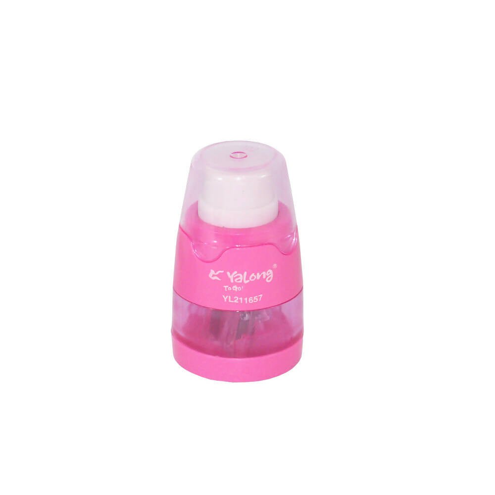 Pink pencil sharpener with eraser
