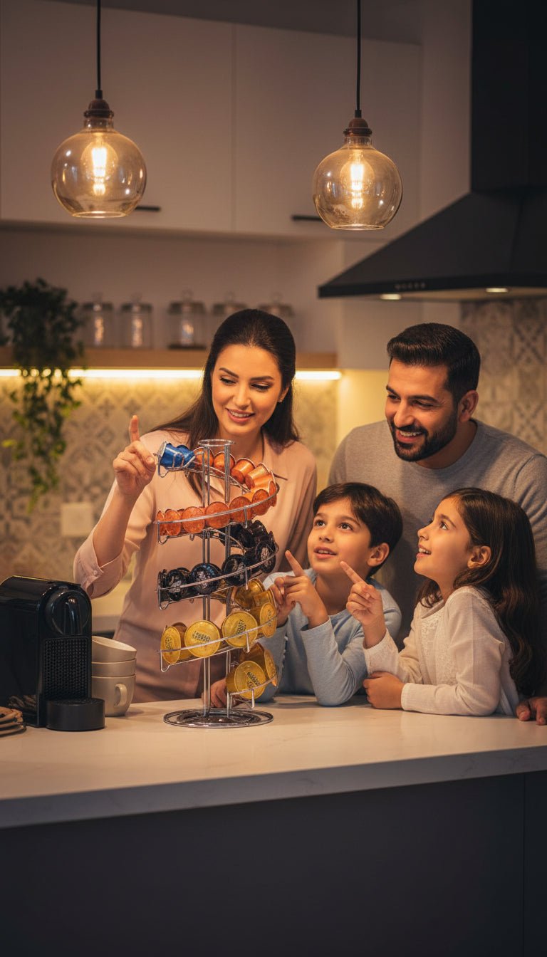 حامل كبسولات قهوة حلزوني – تصميم أنيق وسعة 40 كبسولة