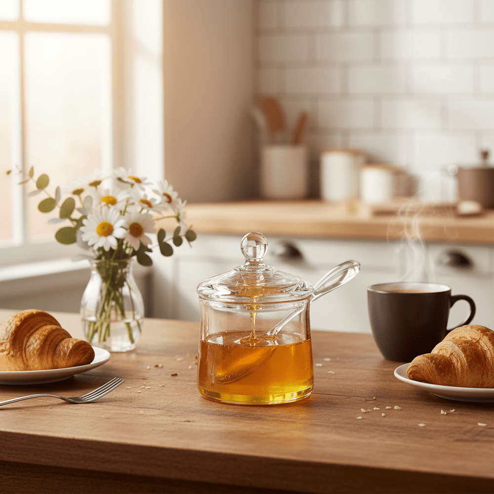 برطمان مربي أكريليك بملعقة تصميم ملكي أنيق