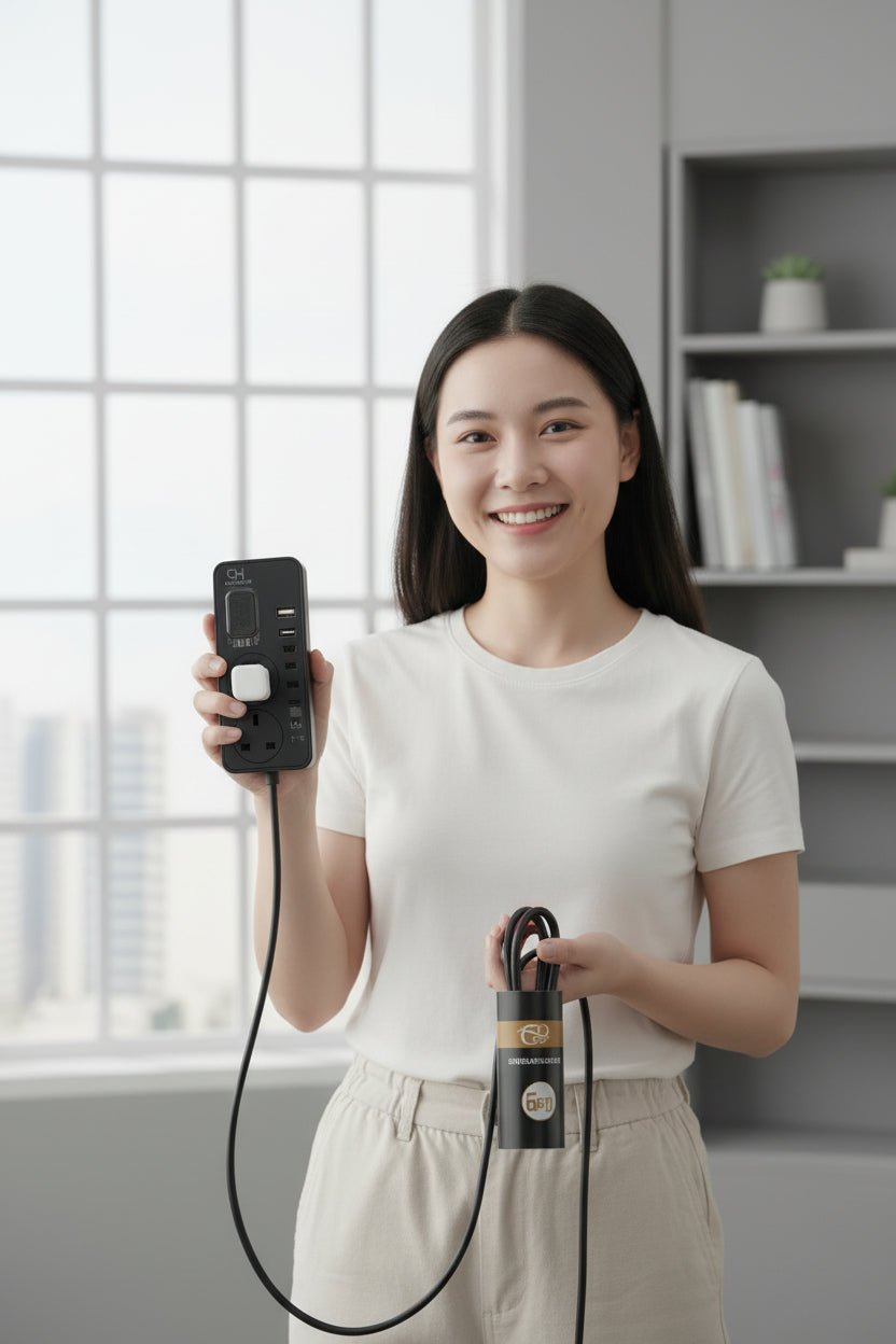 مشترك كهربائي قدرة 2500 واط&nbsp; 3 مقابس + 3 USB + Type-C بطول 5 متر CH N93