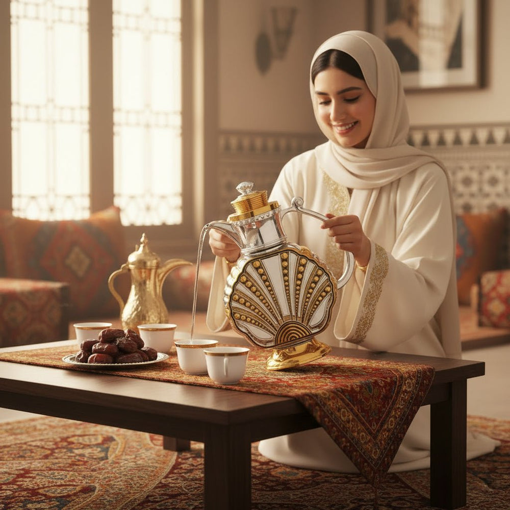 إبريق بسعة 1.4 لتر أنيق بلمسات ذهبية وفضية