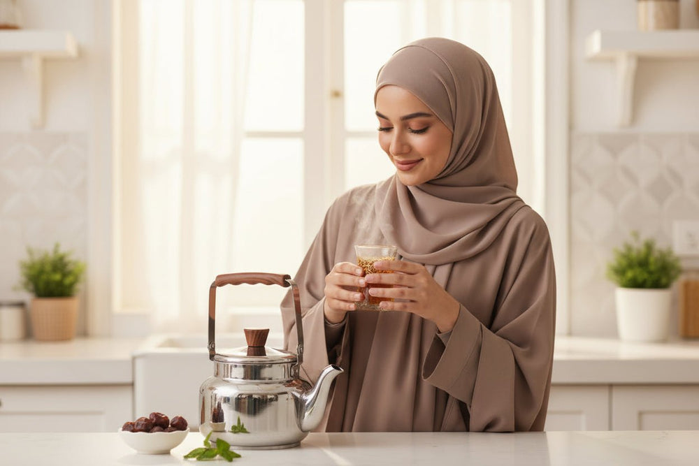 إبريق عملي مع مقبض خشبي مقاوم للحرارة بسعة 1 لتر
