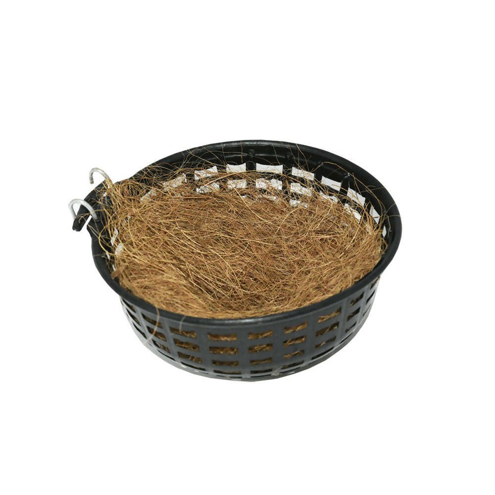 Plastic bird nest with straw