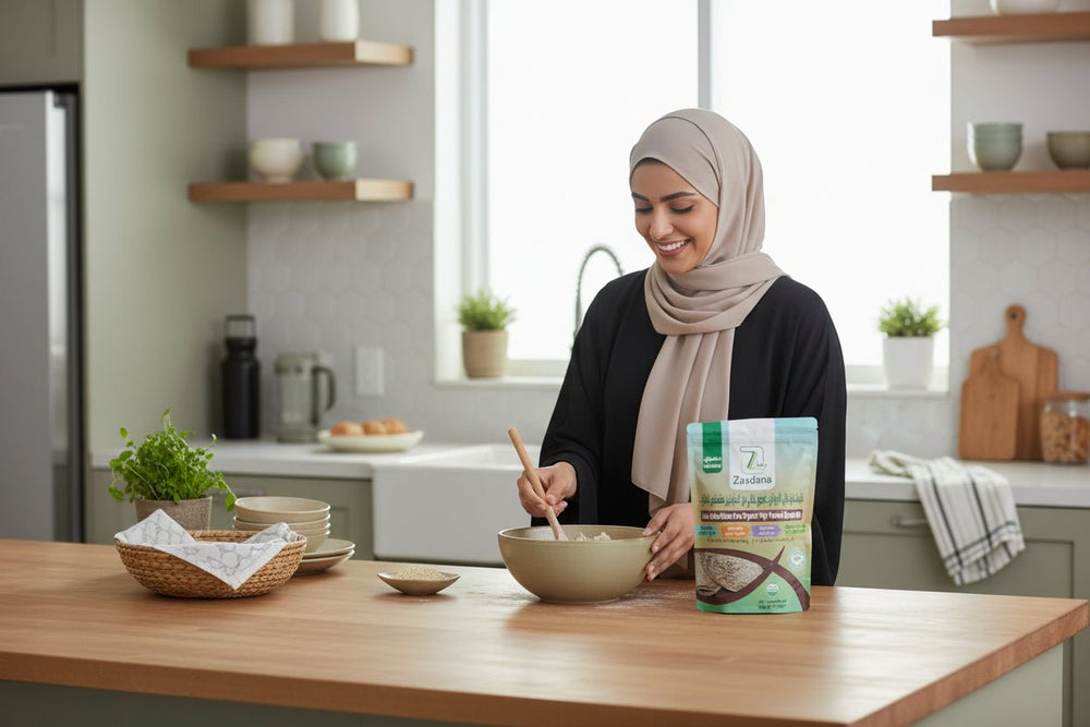 خليط خبز عالي البروتين عضوي خالي من الجلوتين منخفض الكارب من زادنا 500 جرام