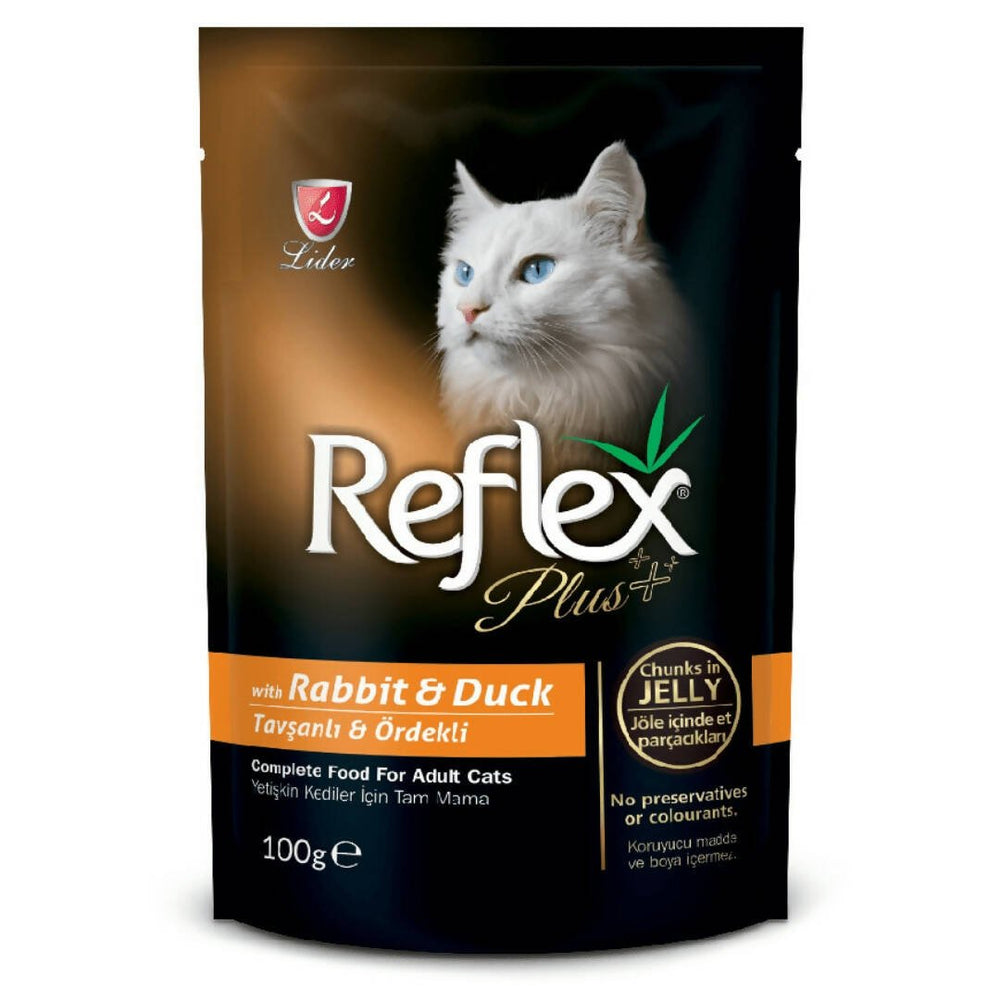 Reflex Wet Food for Adult Cats with Rabbit &amp; Duck Meat Pieces in Jelly 100g