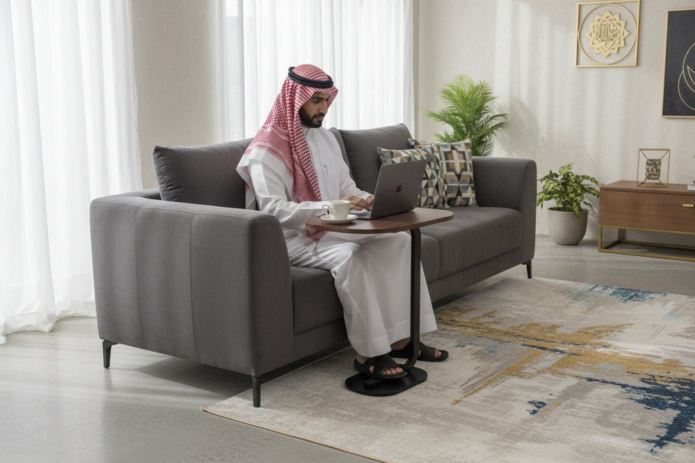 طاولة تقديم خشبية جانبية 20 × 40 × 50 سم لون بني على شكل حرف C