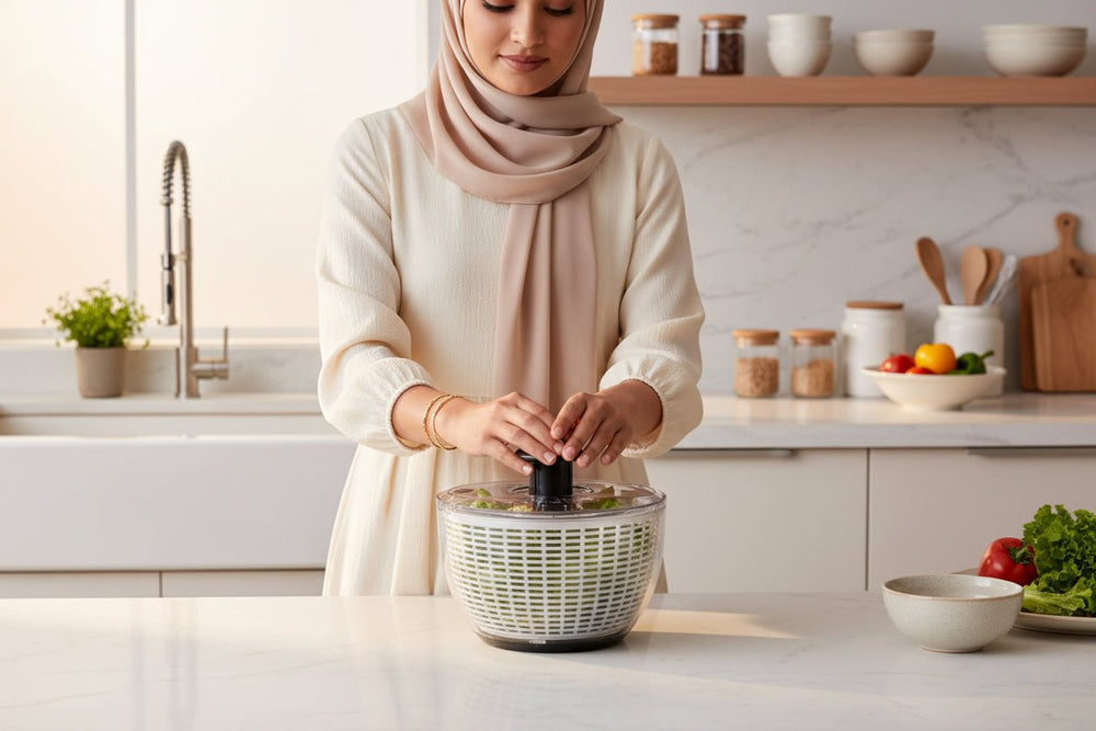 عصارة سلطة يدوية Smile Mom Salad Spinner بسعة 3.6 لتر