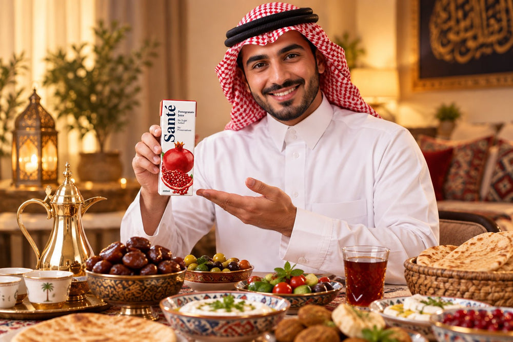 عصير سانتي بالرمان بدون سكر مضاف الطبيعي 100% 200 مل - آنية المنزل الراقي