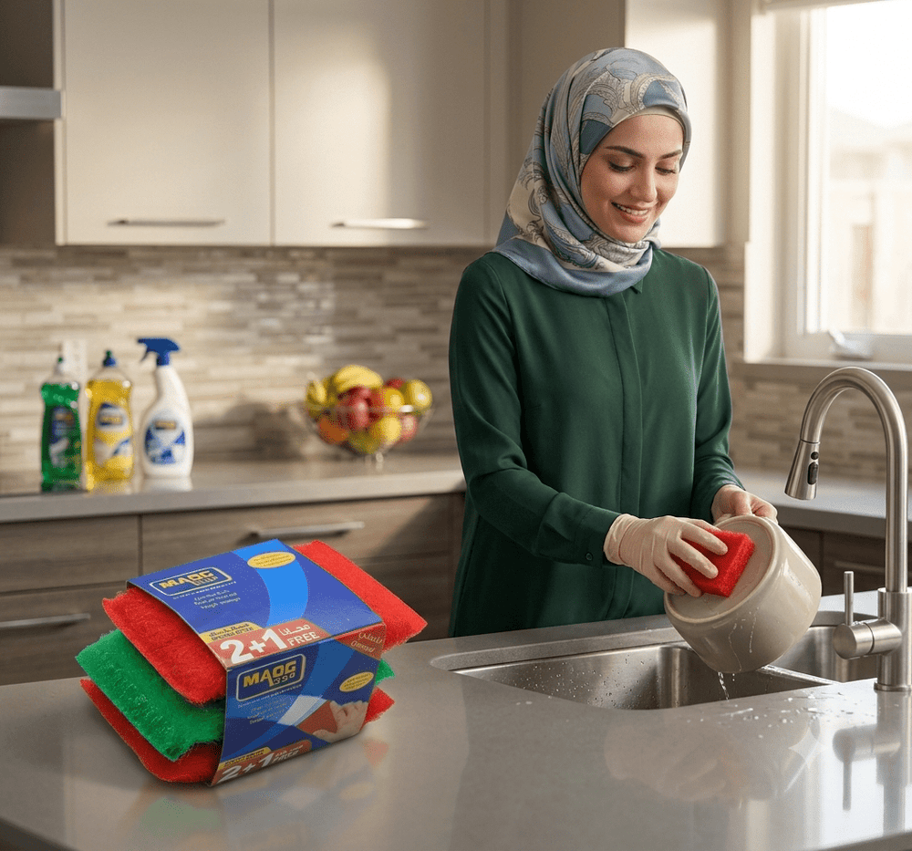 اسفنجات تنظيف خشنة من موج 3 قطع - آنية المنزل الراقي