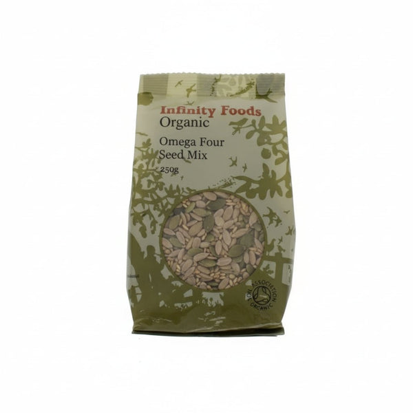 إنفينيتي فودز مزيج بذور أوميجا فور العضوية 250 جم – غني بالأوميغا 3، البروتين، والألياف