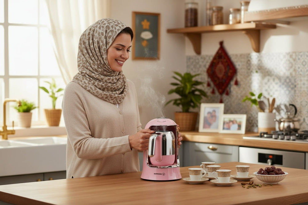ماكينة قهوة تركي كوركماز كاهفيكوليك –وردي.