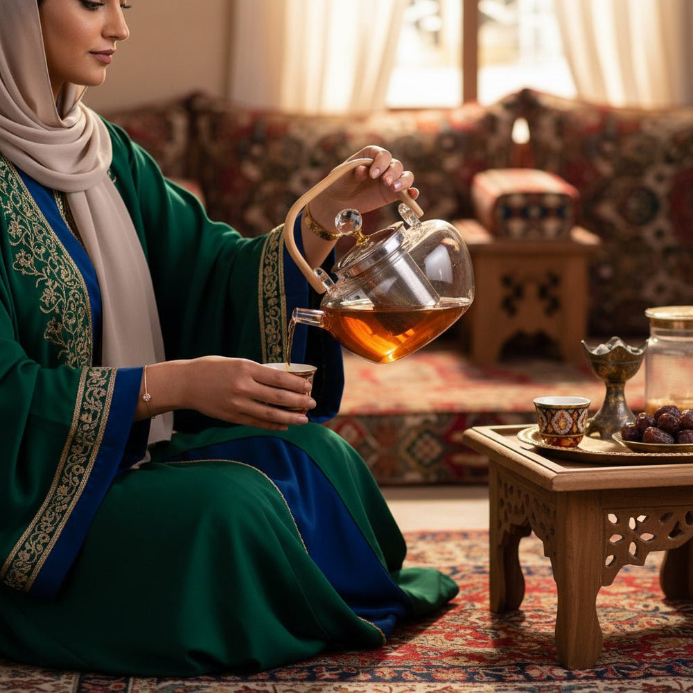 إبريق شاي زجاجي يدوي من زجاج البوروسيليكات المقاوم للحرارة 1 لتر