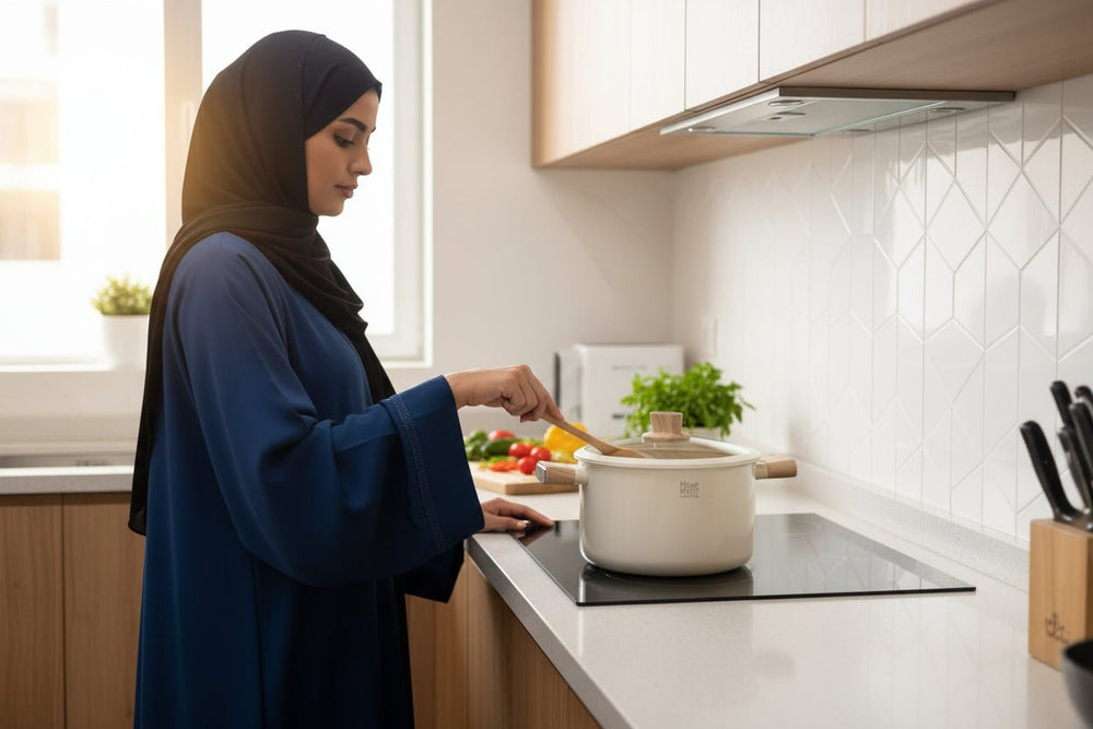 قدر طهي جرانيت مانع للالتصاق مع غطاء جرانيت 26 سم