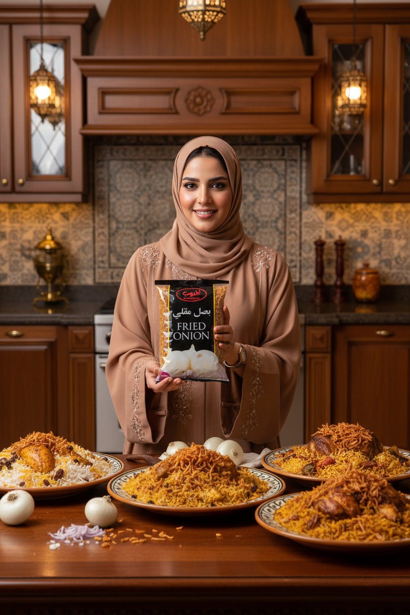 بصل مقلي ومقرمش 500 جرام المؤدب - آنية المنزل الراقي