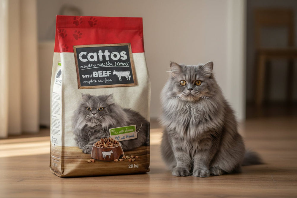 طعام جاف للقطط بنكهة اللحم، صناعة أوروبية بجودة عالية من CATTOS